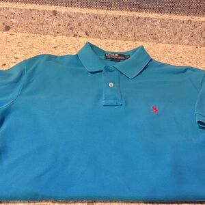 Polo by Ralph Lauren Turquoise Shirt with Red Emblem
